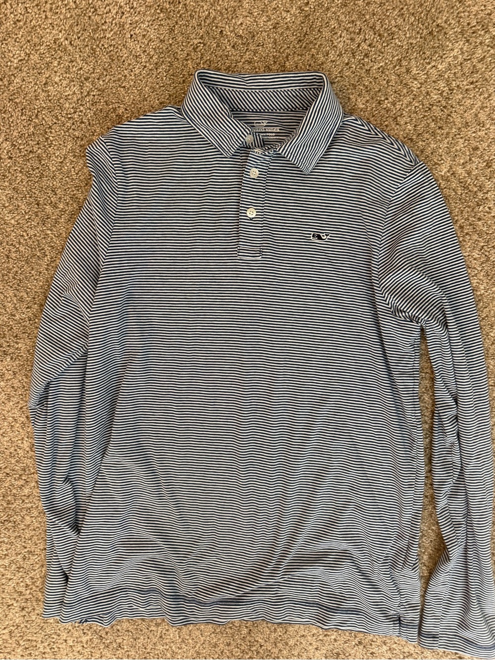 Vineyard Vines BOYS Long Sleeve Polo - Navy and White Striped